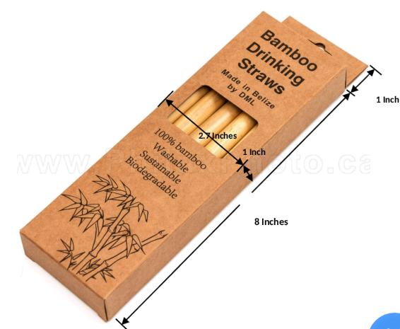 Box of 10 Bamboo Straws 7.5 inches