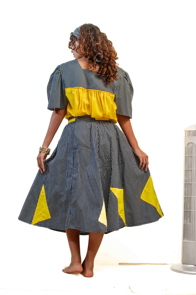 Dress grey yellow