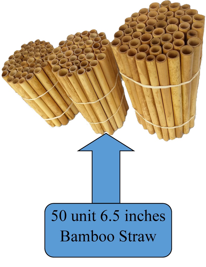 50 Bamboo Straws 6.5 inches