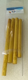 Pack of 4 Bamboo Straw & Brush