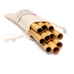 Pouch of 10 Assorted Bamboo Straws with Cleaner