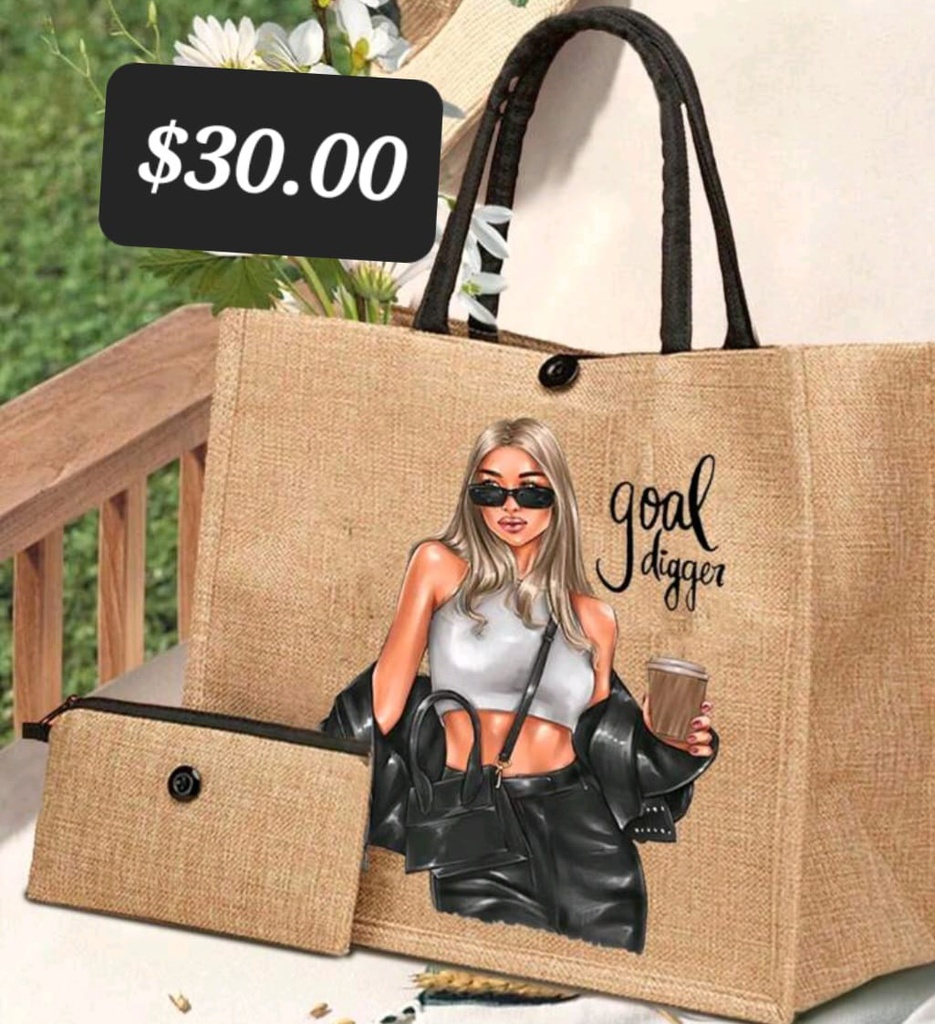 Hand Bag & Clutch Purse Set (Goal Digger)