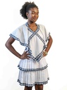 ​White Pleated Skirt with Tube Top and Shawl